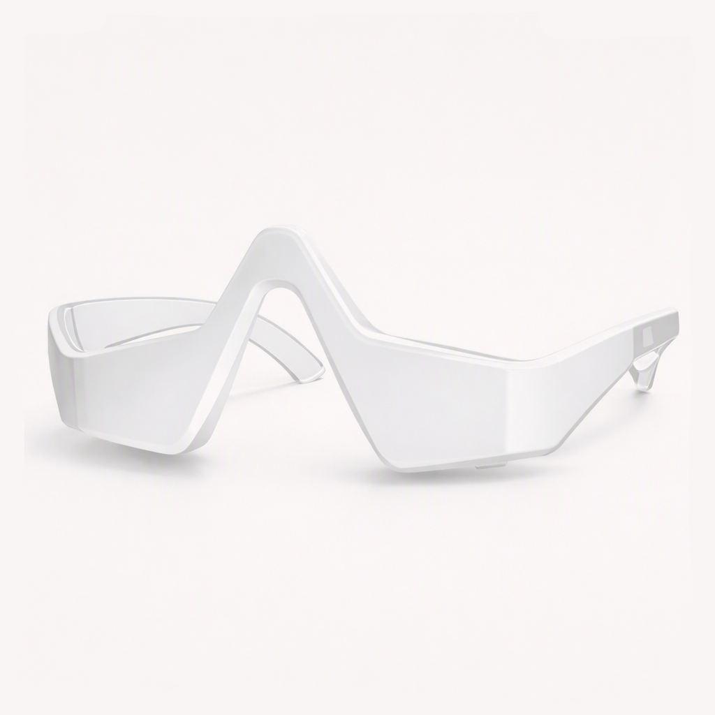 AuraEye Pro red light therapy glasses for under-eye rejuvenation, designed to reduce dark circles, puffiness, and fine lines.