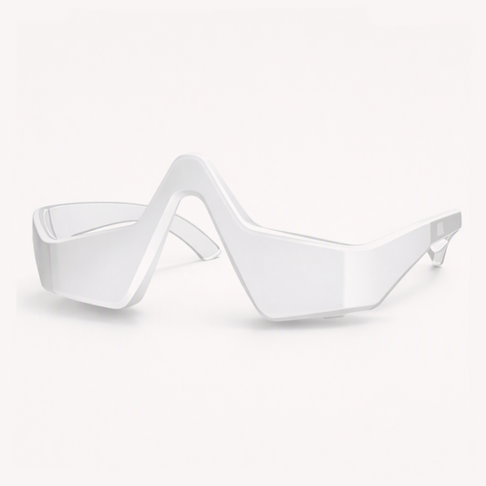 AuraEye Pro red light therapy glasses for under-eye rejuvenation, designed to reduce dark circles, puffiness, and fine lines.